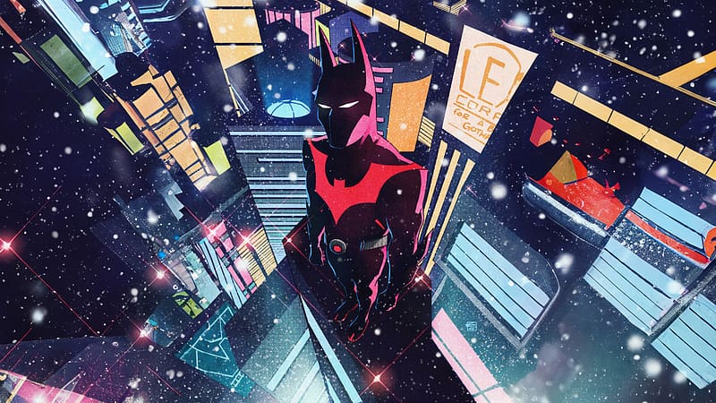 The Batman Beyond In City , batman-beyond, batman, superheroes, artist, artwork, digital-art, artstation, HD wallpaper