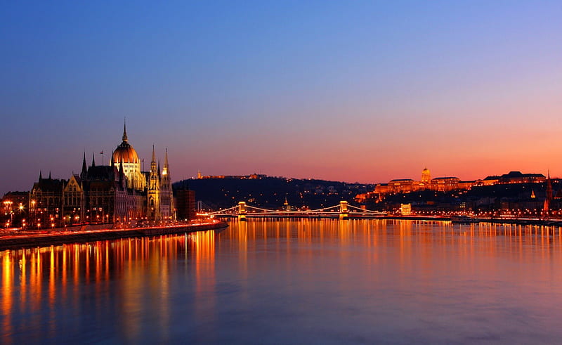 Budapest - Hungary, city, river, night, capital, HD wallpaper