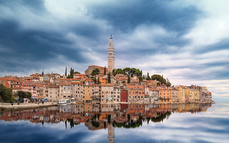 Rovinj, Istria, Croatia, town, skyline, Croatia, Rovinj, sea, HD wallpaper