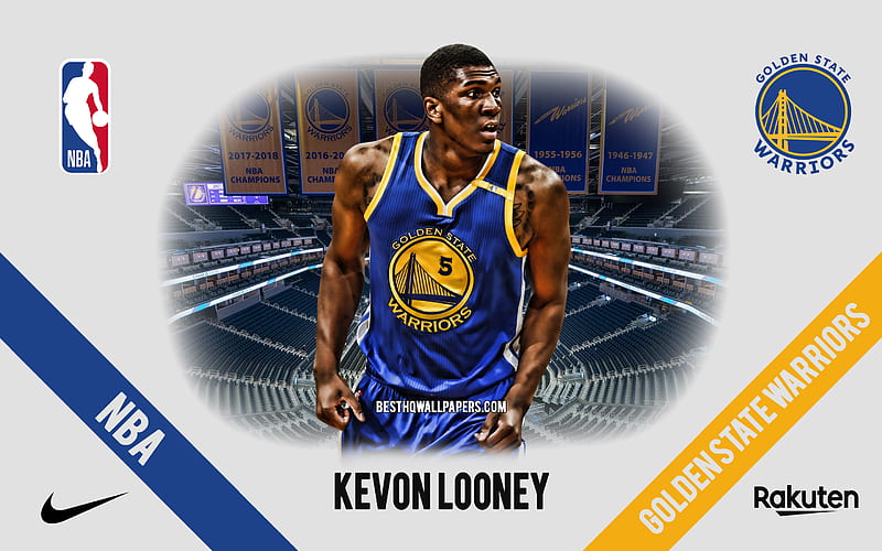 Kevon Looney, Golden State Warriors, American Basketball Player, NBA, portrait, USA, basketball, Chase Center, Golden State Warriors logo, HD wallpaper