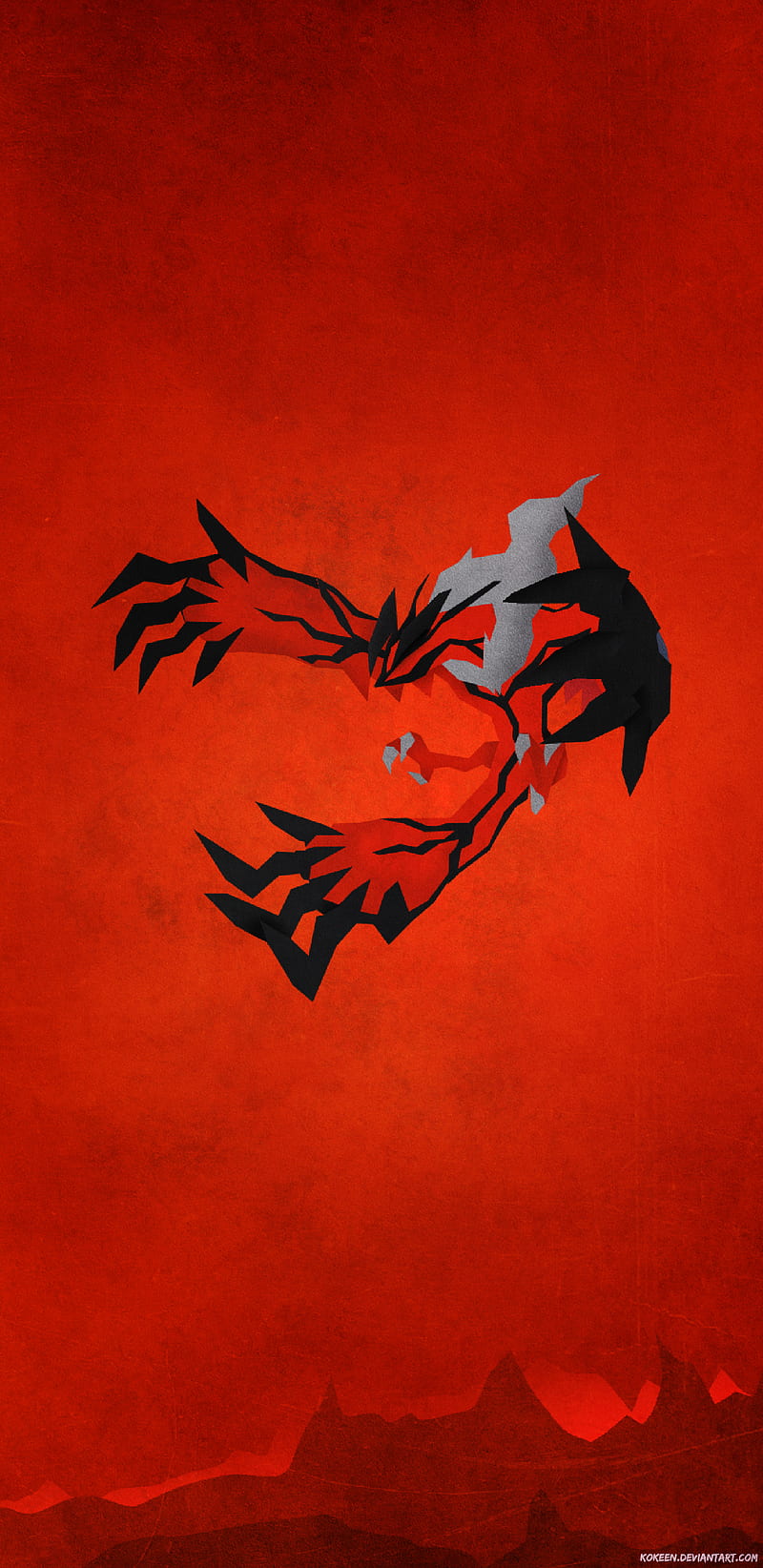 Yveltal - Kokeen, anime, minimal, minimalist, pokemon, pokemon x and y, red, HD phone wallpaper