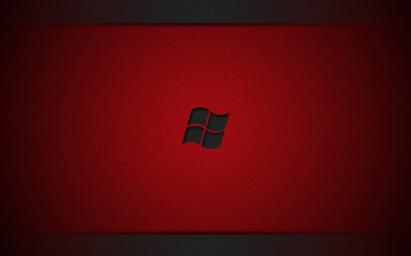 Windows Red, red, windows 3d, black, simple, microsoft, plain, HD wallpaper