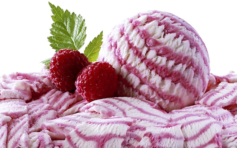Raspberry and ice cream, red, rosu, ice cream, food, alb, frambuesa, fructe, rece, fruits, sweet, cold, helado, dulce, raspberry, zmeura, inghetata, HD wallpaper