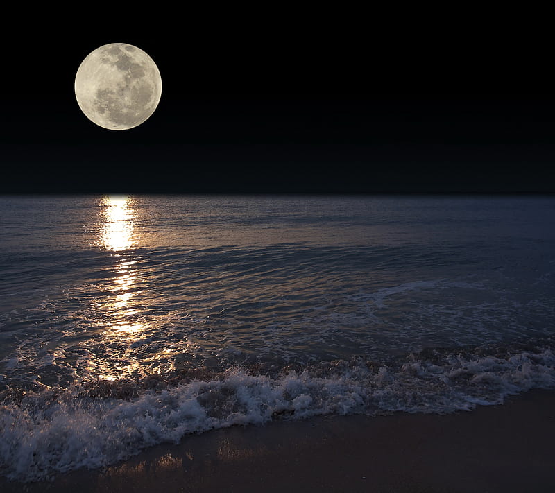 Night Moon Sea Wallpaper