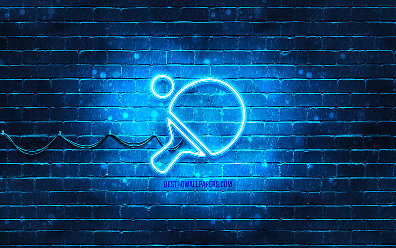 Table Tennis neon icon blue background, neon symbols, Table Tennis, neon icons, Table Tennis sign, sports signs, Table Tennis icon, sports icons, HD wallpaper