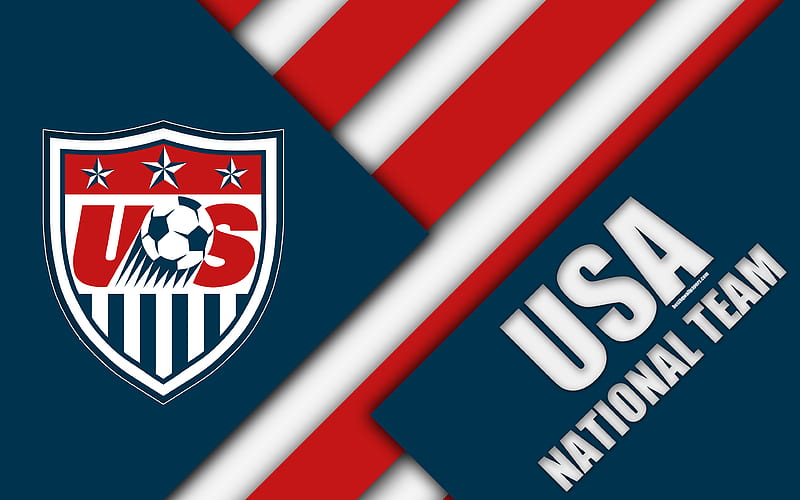 Usa National Football Team Material Design Emblem North America Blue Red Abstraction Hd Wallpaper Peakpx