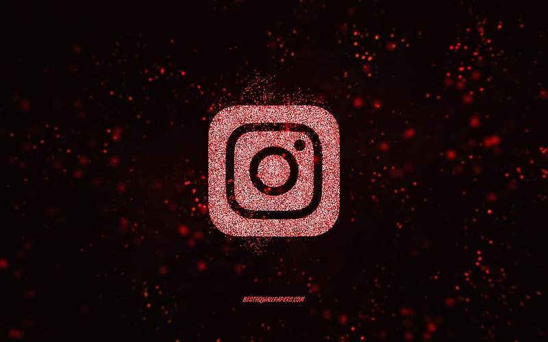 Instagram Glitter Logo Black Background Instagram Logo Orange Glitter Art Hd Wallpaper Peakpx