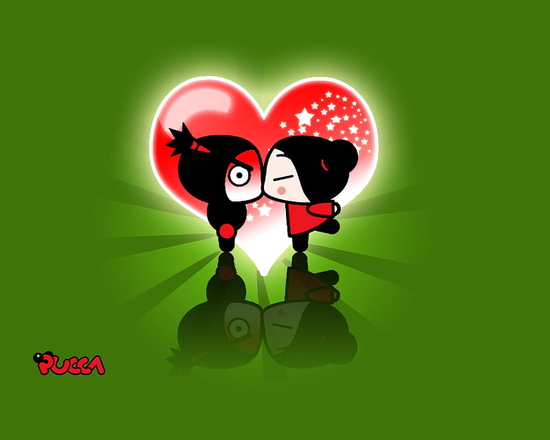 Download Pucca Beside A Nervous Garu Wallpaper | Wallpapers.com