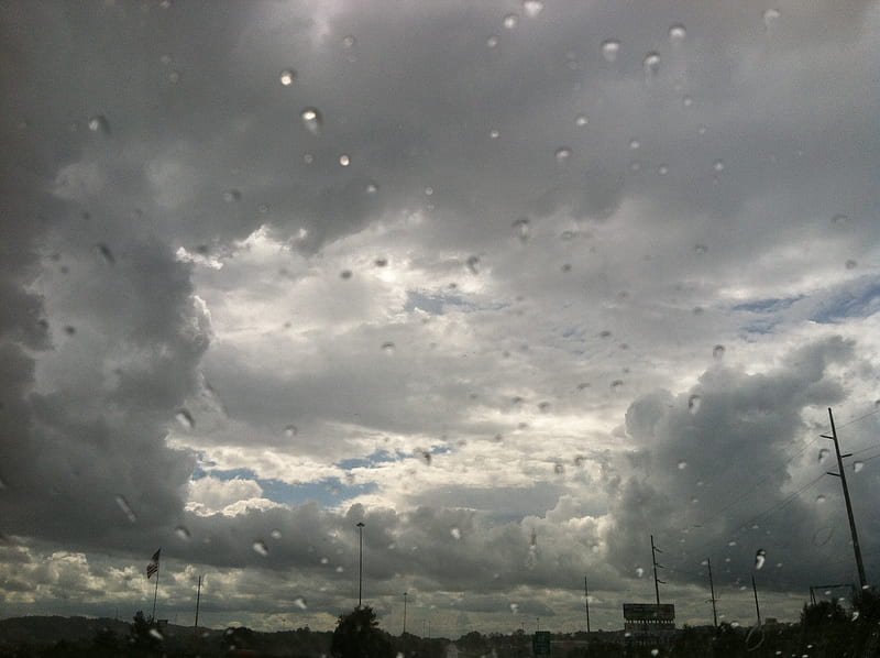 Rainclouds, sun, rain, sky, clouds, HD wallpaper