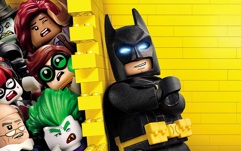 The Lego Batman, poster, all characters, yellow background, superheroes, HD wallpaper | Peakpx