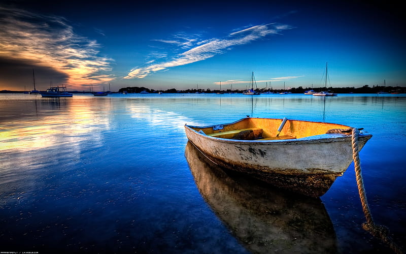 Exceptional Scenery, skies, water, boat, dock, nature, sky, HD wallpaper