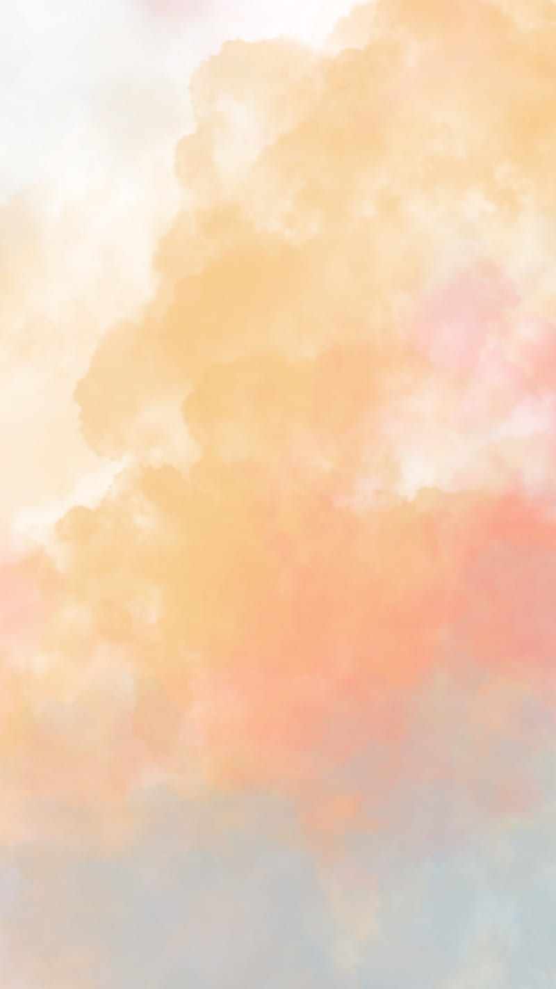 Clouds, blue, bright, cloud, colorful, peach, pink, rainbow, spring, summer, yellow, HD phone wallpaper