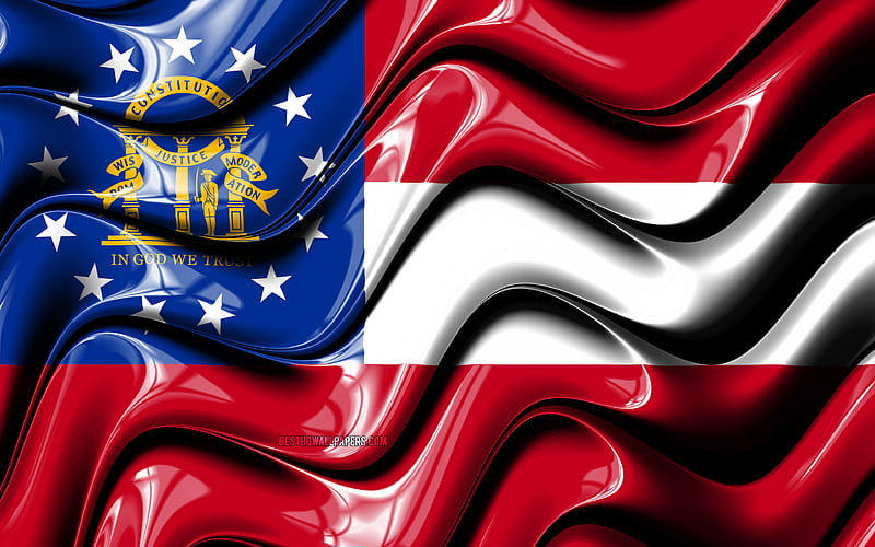 Georgia flag United States of America, administrative districts, Flag of Georgia, 3D art, Georgia, american states, Georgia 3D flag, USA, North America, HD wallpaper