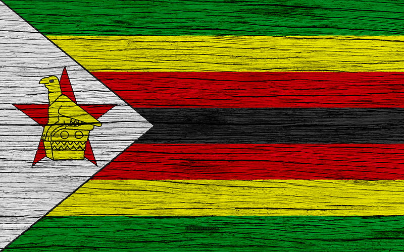 Flag of Zimbabwe Africa, wooden texture, Zimbabwean flag, national symbols, Zimbabwe flag, art, Zimbabwe, HD wallpaper