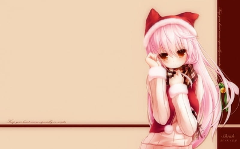 Cute Girl In Cat Beanie, cute, costume, girl, adorable, beanie, cat, pink hair, hat, HD wallpaper