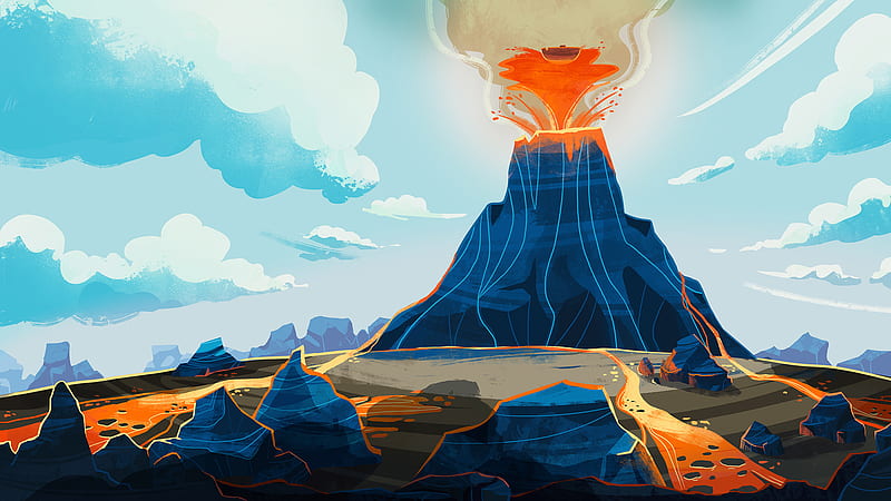 Volcano Art, HD wallpaper