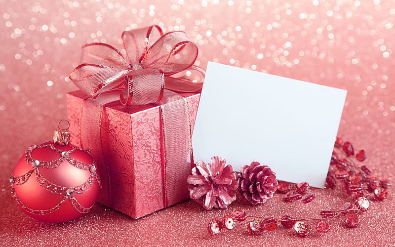 Christmas gift, cone, pretty, present, lovely, christmas, holiday, decoration, ribbon, bonito, new year, gift, winter, santa, nice, balls, love, HD wallpaper