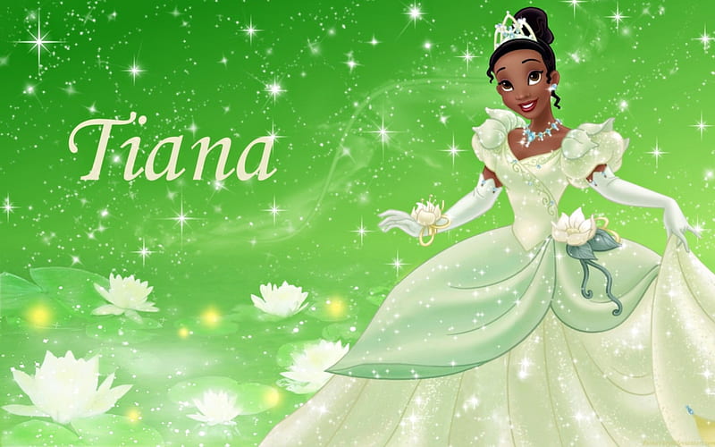 Tiana, dress, movie, fantasy, girl, green, the princess and the frog, princess, disney, HD wallpaper