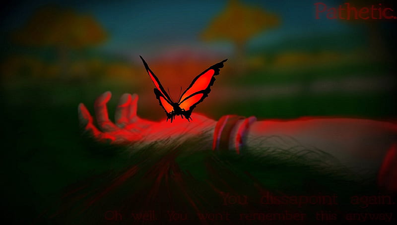 Halloween Challenge, red, love four seasons, creative pre-made, digital art, horror, paintings, butterfly, hand, butterfly designs, drawings, HD wallpaper