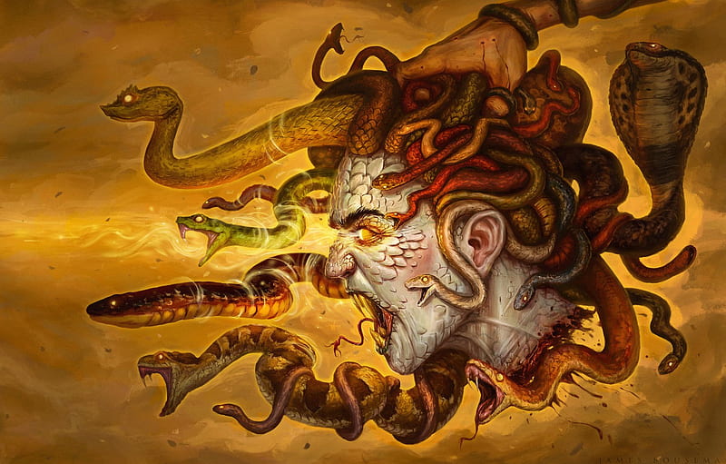 Girl, Figure, Medusa, Hand, Eyes, Head - Medusa -, HD wallpaper