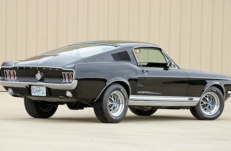 67 Mustang GT Fastback, Classic, Black, Ford, 1967, HD wallpaper