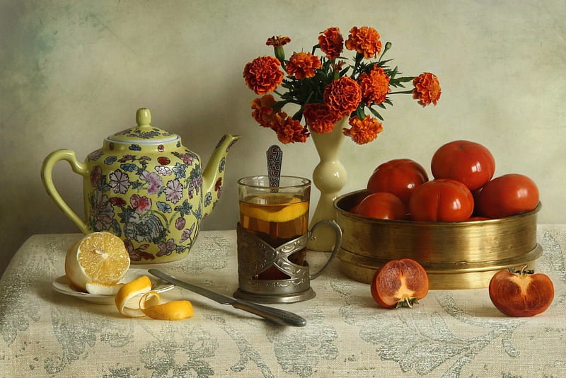 * Still life *, tomatoes, life, fruits, still, flowers, HD wallpaper
