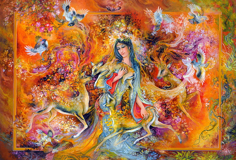 Colors of Love, artistic, colorful, art, fine, bonito, woman, detailed, fantasy, nice, girl, oriental, Iranian art, digital, persia, HD wallpaper