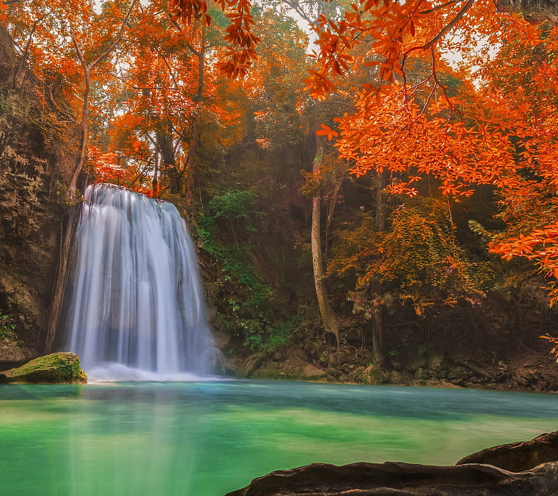 Thailand, autumn, river, trees, waterfall, HD wallpaper | Peakpx