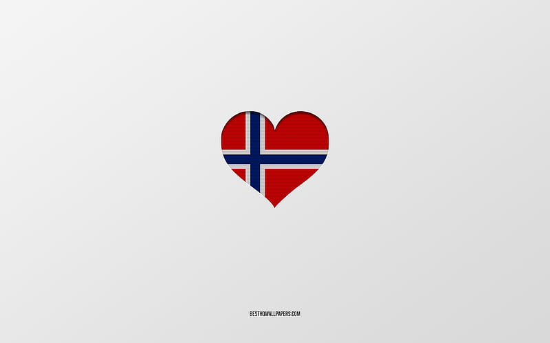 I Love Norway, European countries, Norway, gray background, Norway flag heart, favorite country, Love Norway, HD wallpaper