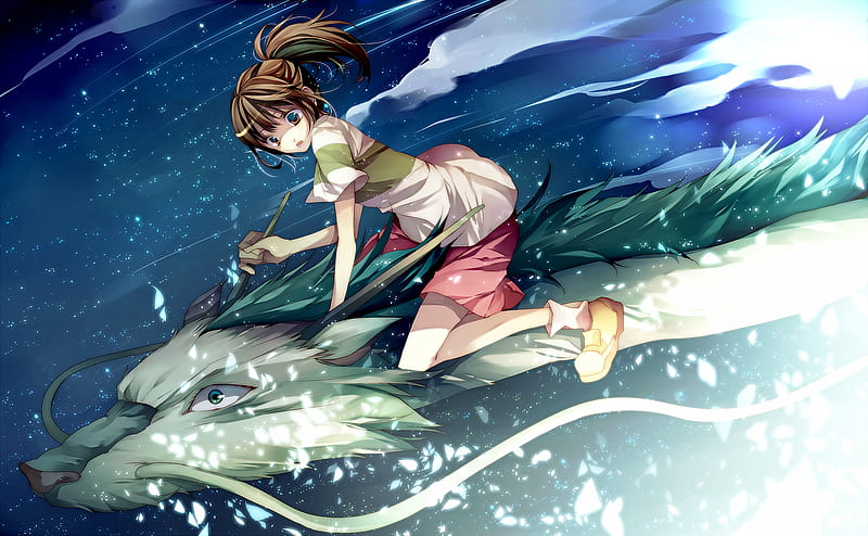 spirited away, nigihayami kohaku nushi, water, girl, dragon, ogino chihiro, HD wallpaper