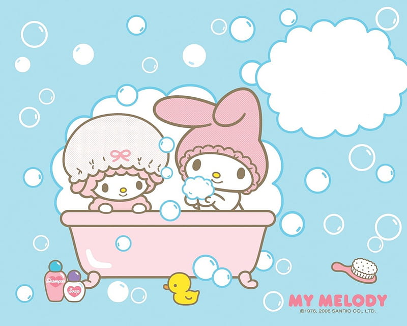 My Melody Bathtime, Cute, Sanrio, My Melody, Hello Kitty, Sheep, Kawaii, Rabbit, HD wallpaper