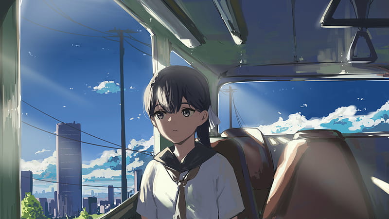 Anime Girl School Uniform Train Nature Buildings Anime Girl, HD wallpaper |  Peakpx