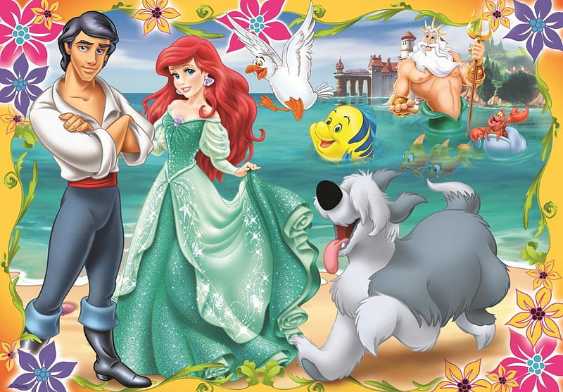 The Little Mermaid, Ariel, Disney, Cartoon, Prince Eric, Flounder, HD  wallpaper | Peakpx