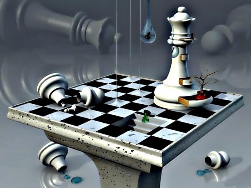 FUTURE ABSTRACT CHESS GAME, FANTASY, CHESS, COOL, GAMES, CHESS SET, TABLE, BLACK AND WHITE, ABSTRACT, HD wallpaper
