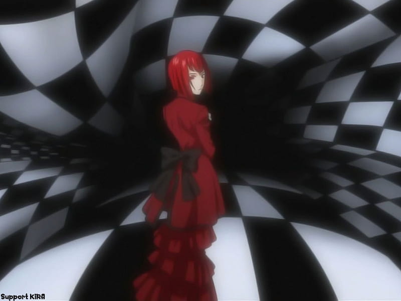 Into the Abyss, red, kuroshitsuji, checker, anime, madame red, madam red, lonely, abyss, HD wallpaper