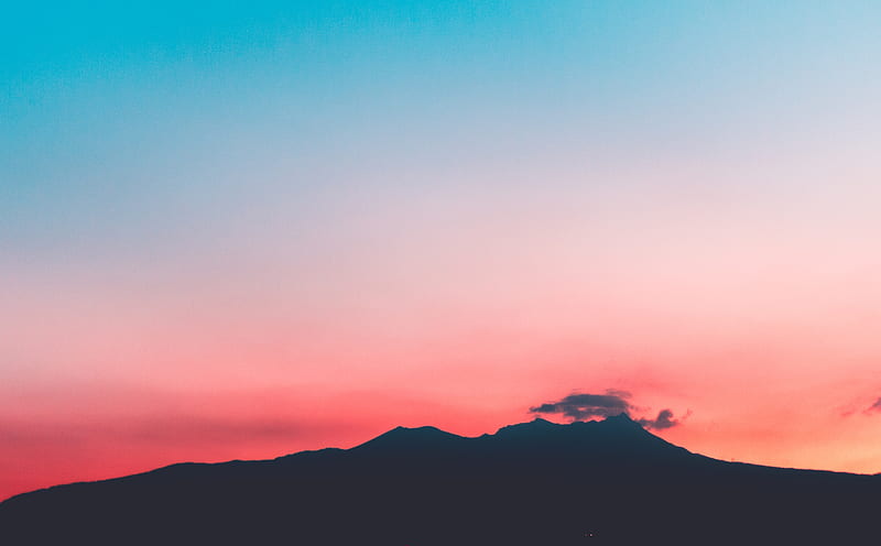 Volcano Pink Sunset Hill , sunset, mountains, nature, HD wallpaper