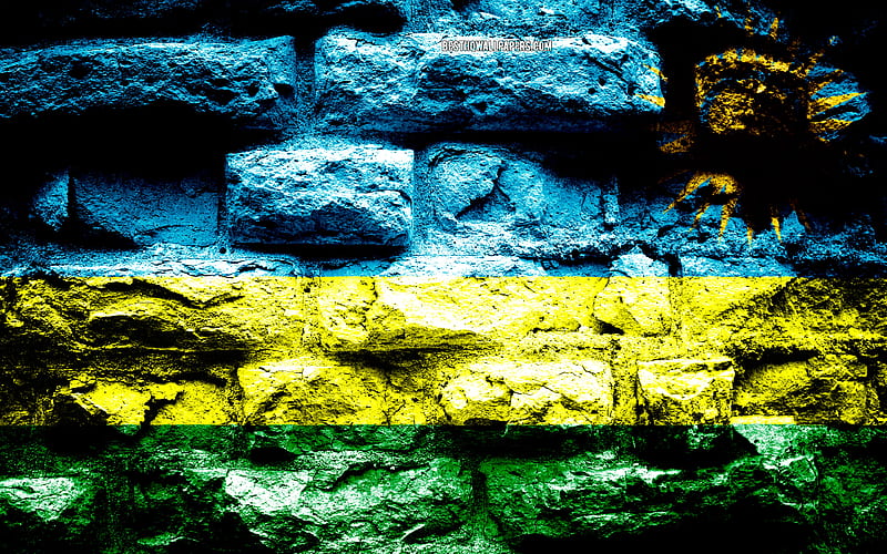 Rwanda flag, grunge brick texture, Flag of Rwanda, flag on brick wall, Rwanda, flags of Africa countries, HD wallpaper
