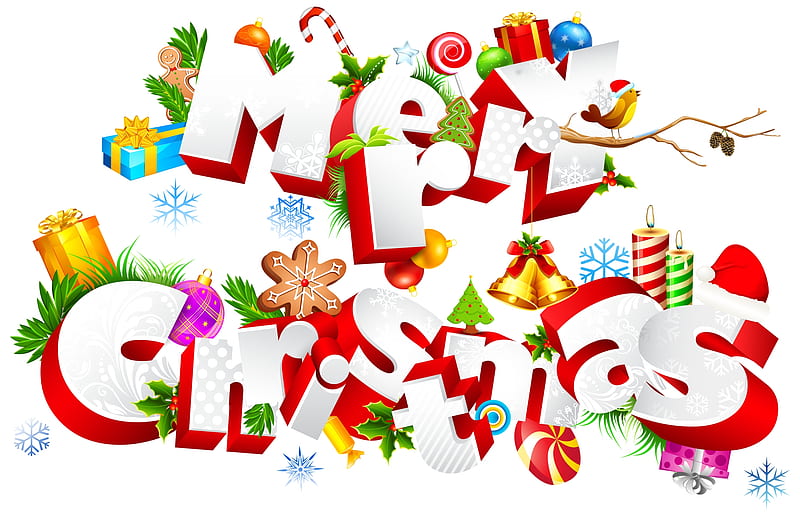 Merry Christmas!, red, craciun, christmas, word, card, HD wallpaper ...