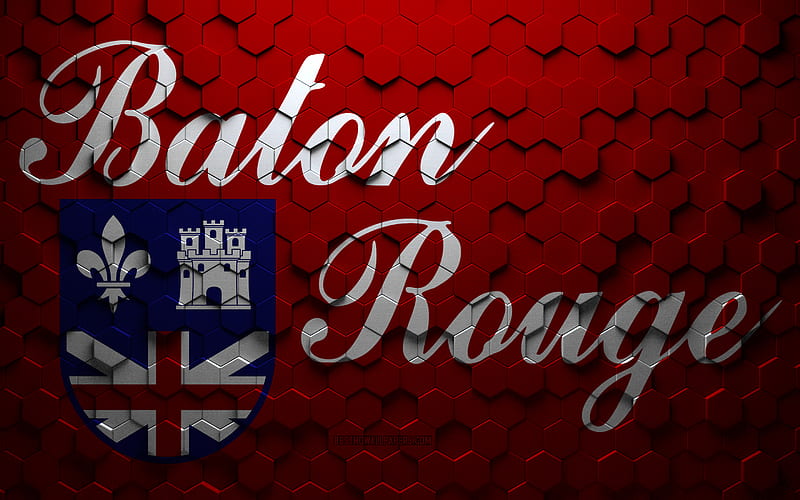 Flag of Baton Rouge, Louisiana, honeycomb art, Baton Rouge hexagons flag, Baton Rouge, 3d hexagons art, Baton Rouge flag, HD wallpaper