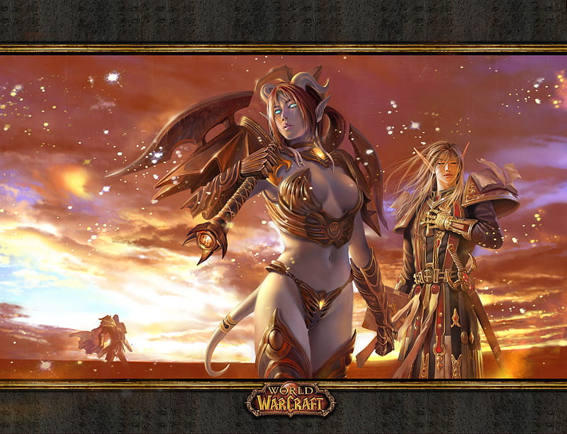 Elfs of World of Warcraft, fantasy, cool, warrior, elf, video games, warcraft, wow, HD wallpaper