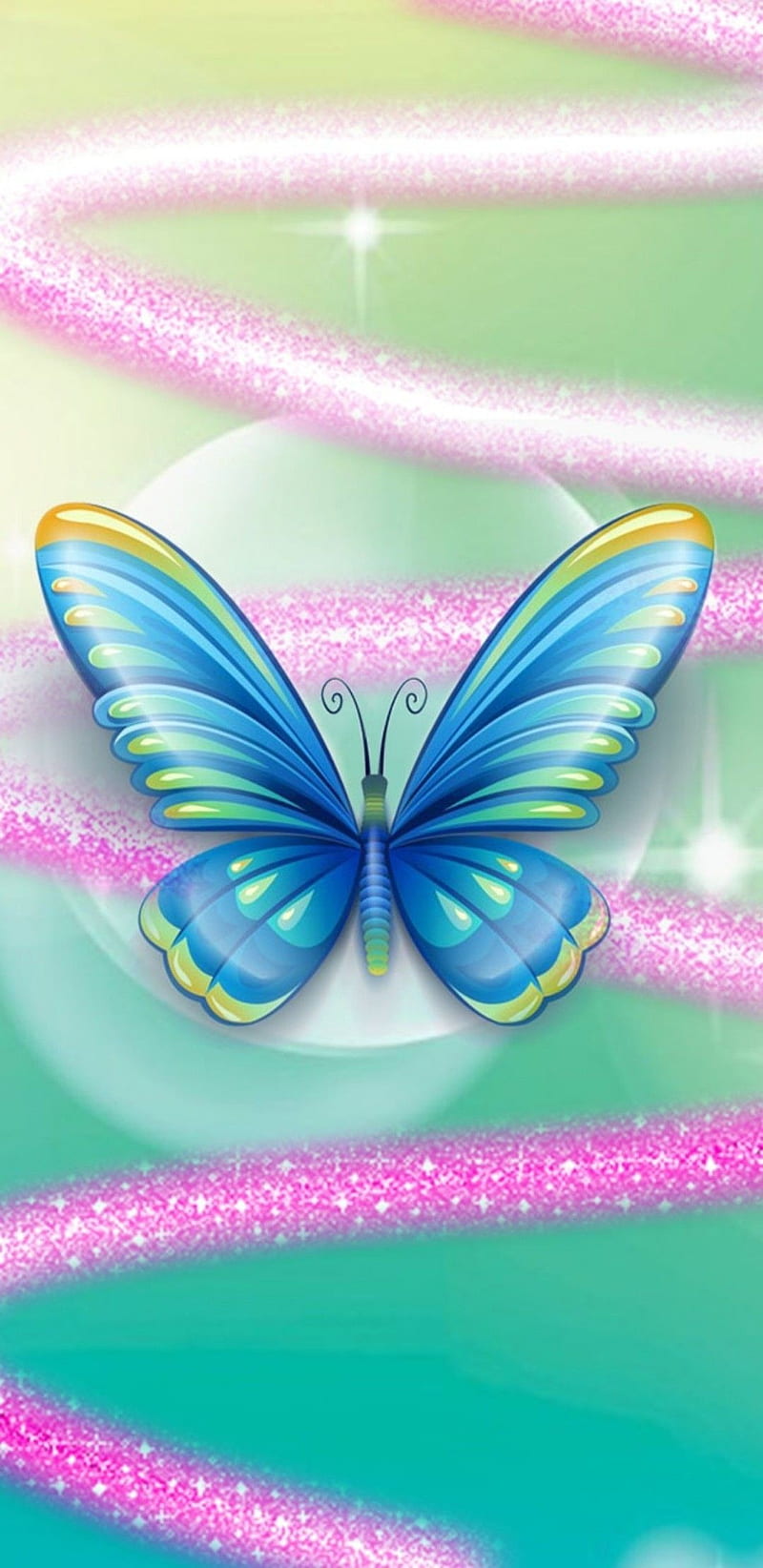 Butterfly Swirls, blue, girly, glitter, pink, pretty, teal, HD phone wallpaper