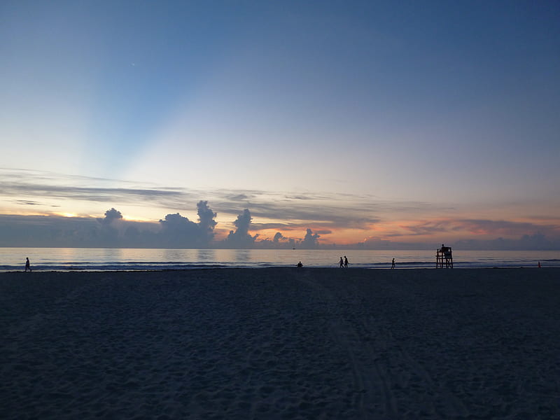 Sunrise on beach, beach, water, paradise, dark, clouds, HD wallpaper ...