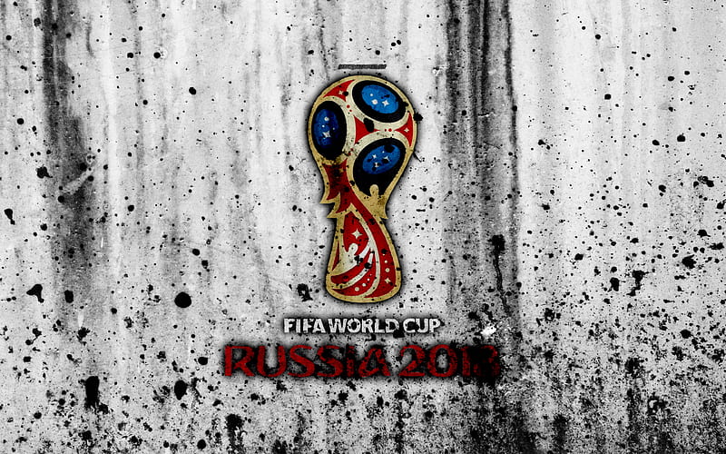 FIFA World Cup, Russia 2018, Soccer World Cup, grunge logo, emblem, Russia, HD wallpaper