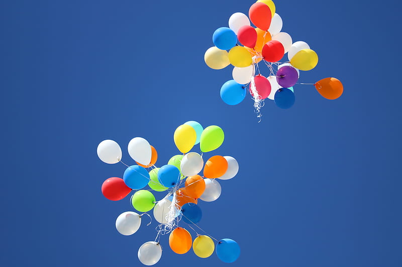 assorted-color balloons flying on sky during daytime, HD wallpaper