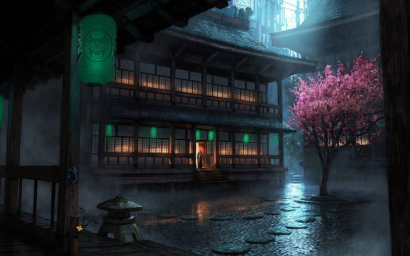 Japanese House Night Time Art, Dark Art Japanese, HD wallpaper | Peakpx