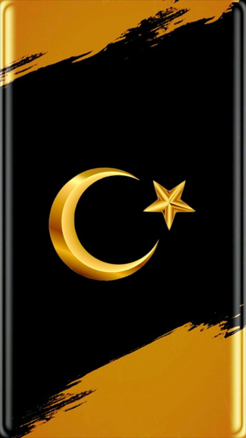 Flag, golden, turkish, HD phone wallpaper