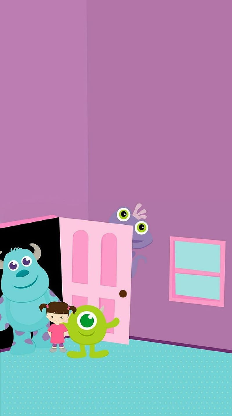 Monsters inc, adorable, cute, disney, pink, purple, HD phone wallpaper
