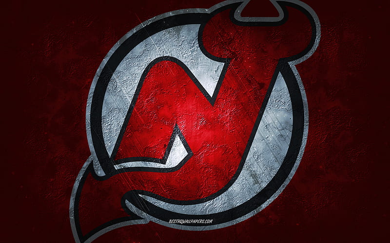 New Jersey Devils, American hockey team, red stone background, New Jersey Devils logo, grunge art, NHL, hockey, USA, New Jersey Devils emblem, HD wallpaper