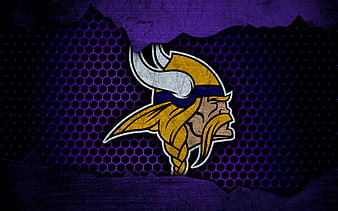 Minnesota Vikings logo, NFL, american football, NFC, USA, grunge, metal texture, North Division, HD wallpaper