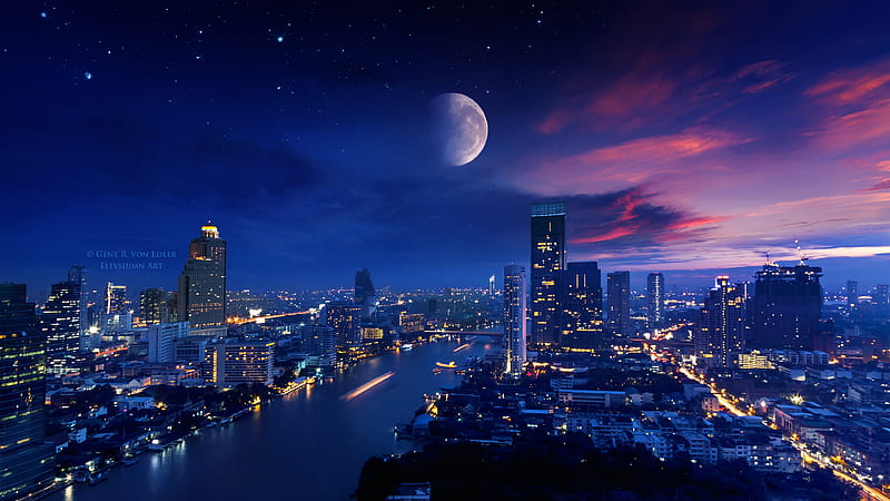 Cityscape Nightscape, HD wallpaper